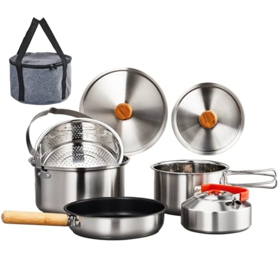 Camping Cooking Set With Bag - Set di pentole da campeggio, kit
