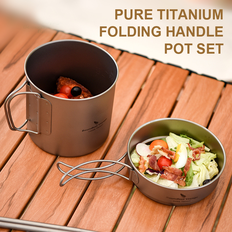 Camping Cooking Pots And Pans Set - Set di pentole con manico pieghevole