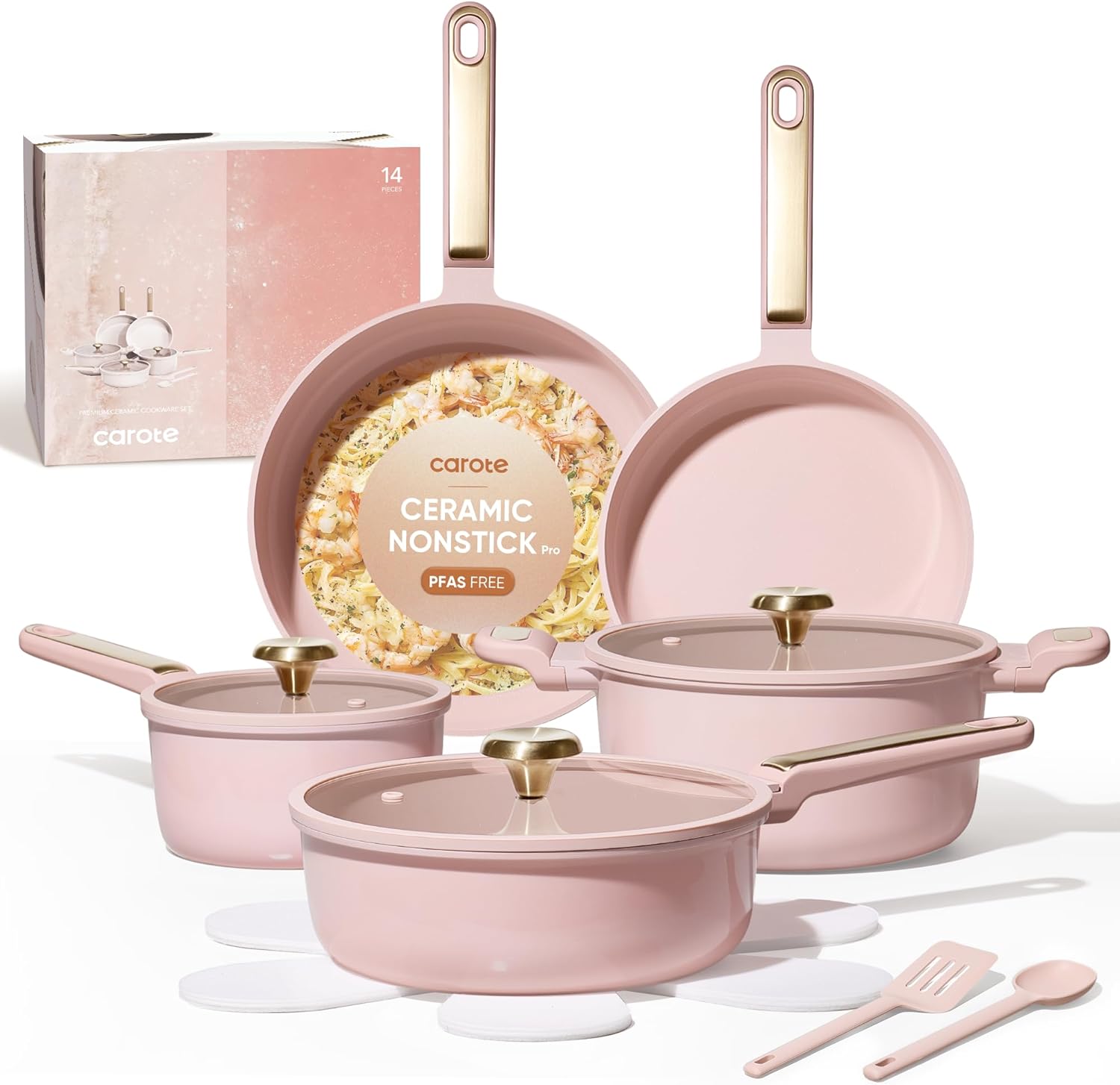 Camping Cooking Pots And Pans Set - Set di Pentole in Ceramica Antiaderente,