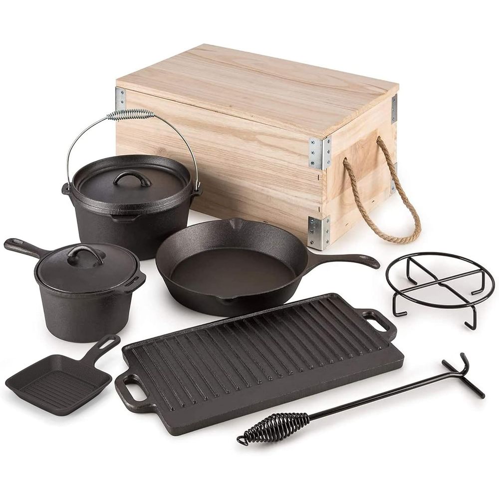 Camping Cooking Dutch Oven - Set da Cucina 8 Pezzi in