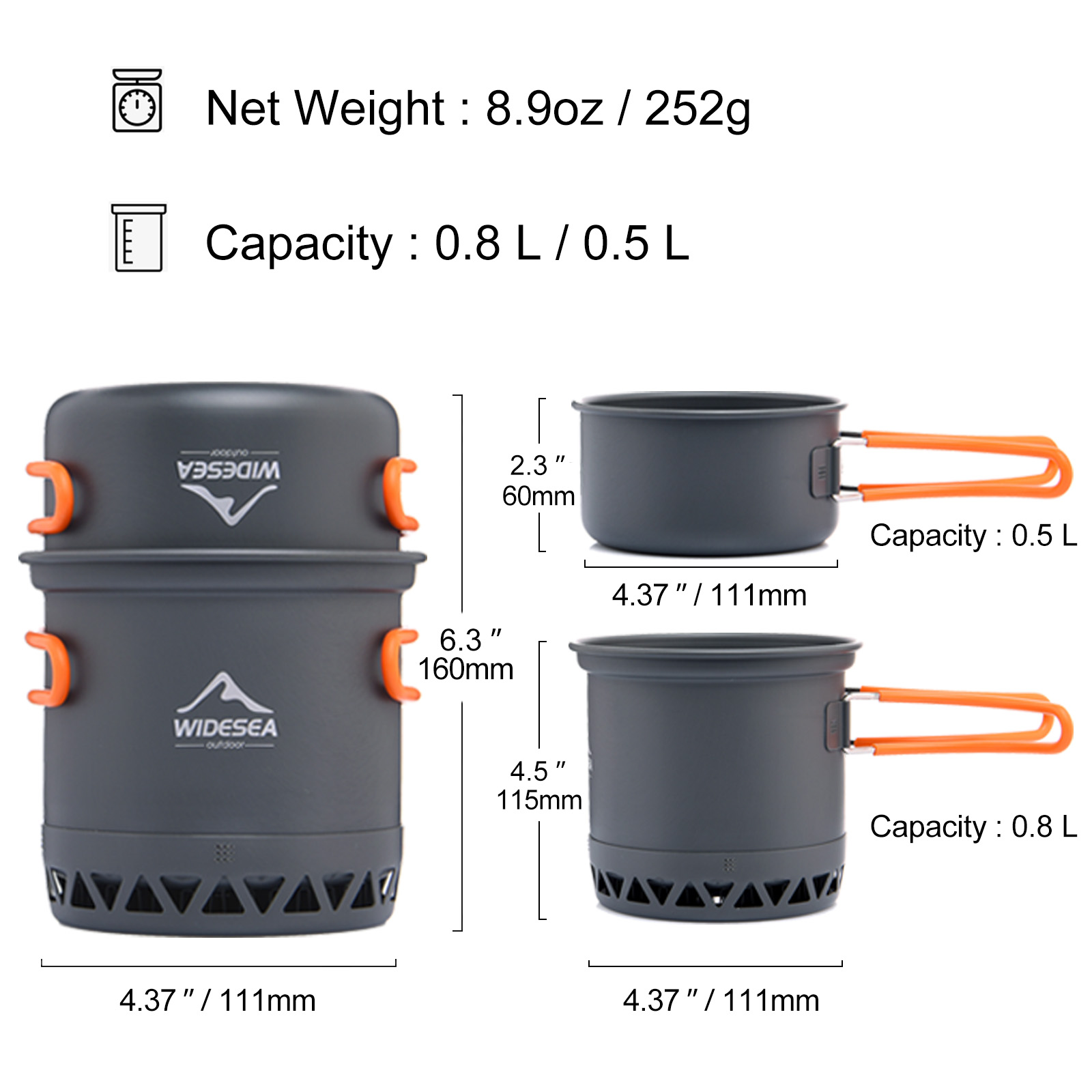 Widesea Camping 1.3L 2.3L Pent - Camping Cooking Set Jetboil recensione e prezzo