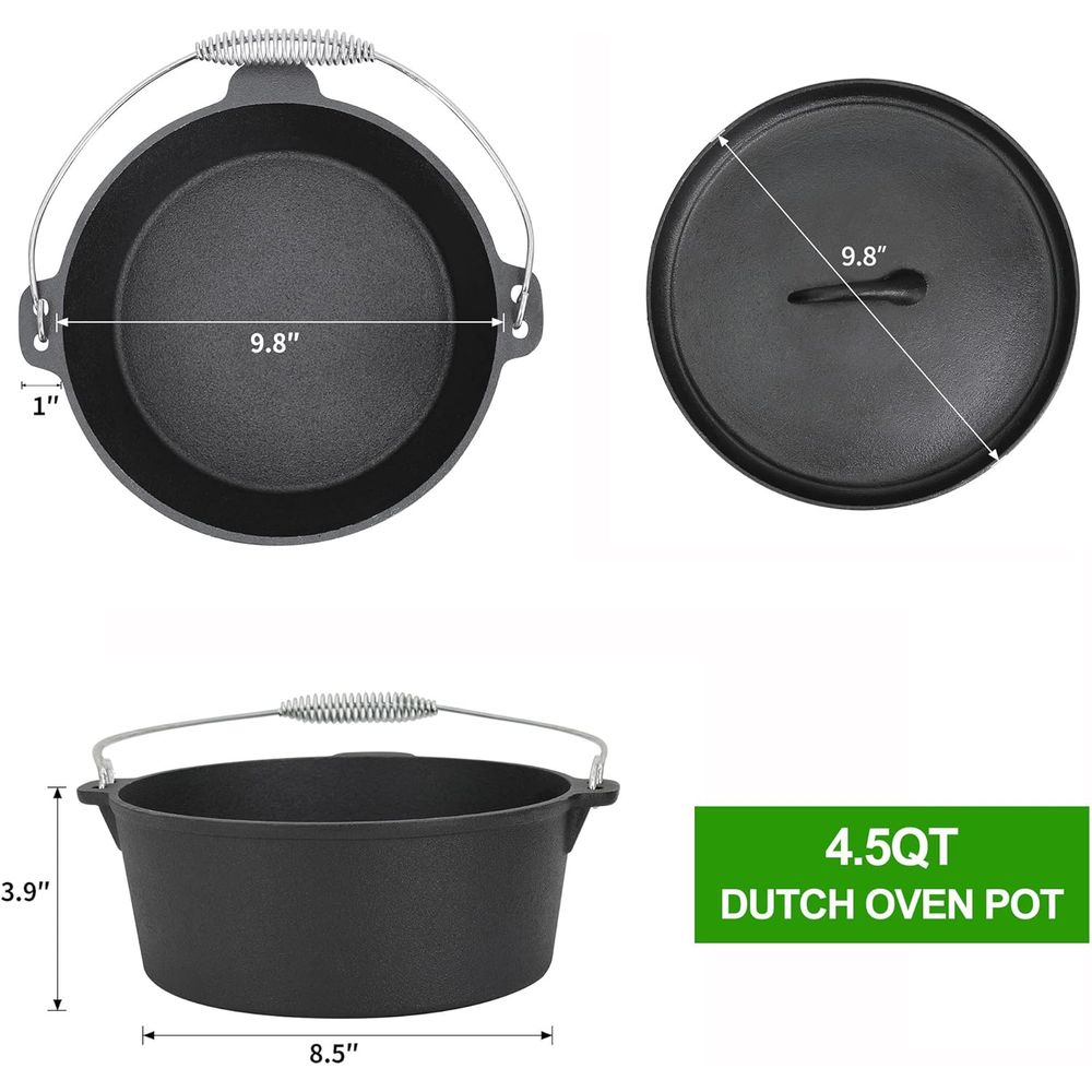 Set da Cucina 8 Pezzi in Ghisa - Camping Cooking Dutch Oven recensione e prezzo